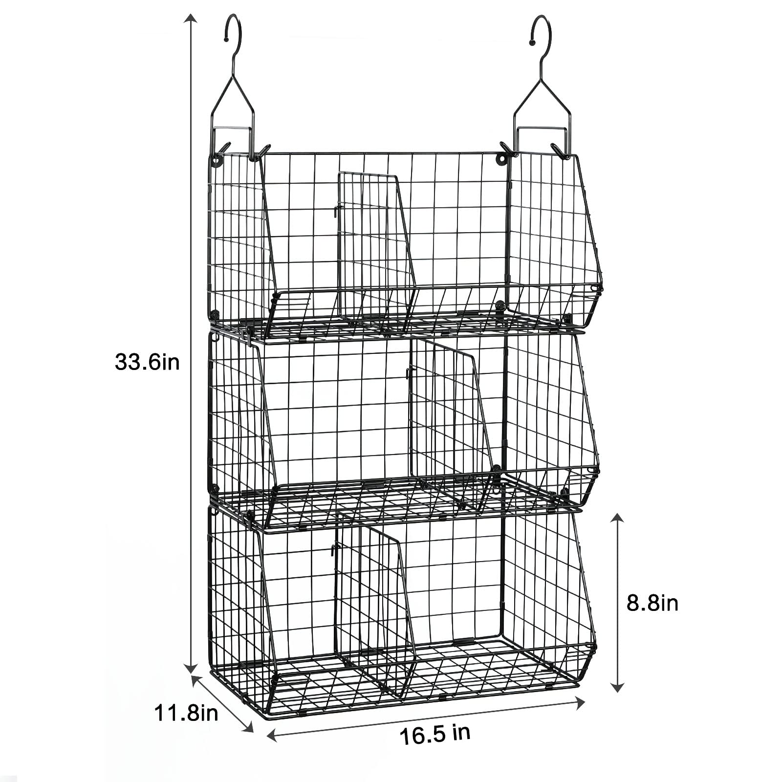 Jautokerdar 3 Tier Closet Hanging Shelves with Divider, Extra Large Closet Organizers and Storage, Clothes Hanging Organizer Clothing Sweaters Handbags Clutches Accessories