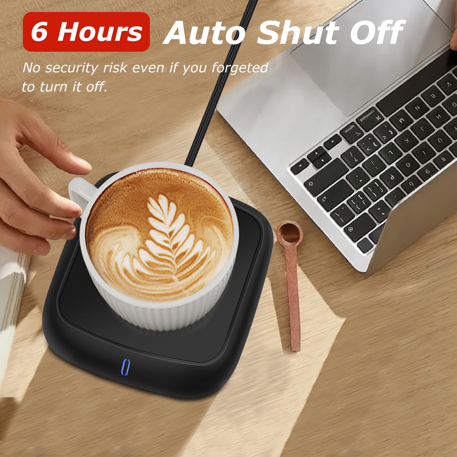 PUSEE Large Candle Warmer Plate with 6H Auto Shut Off, Coffee Mug Warmer with 3 Temp Settings,Wax Candle Warmer Safely Releases Scents Without a Flame,Tea Cup Warmer for Desk in Your Home & Office.