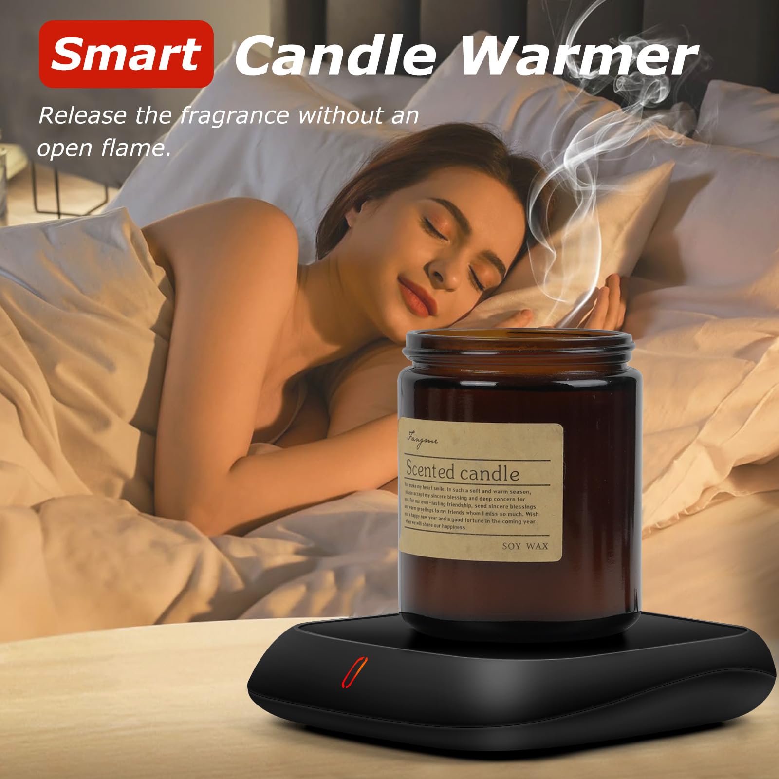 PUSEE Large Candle Warmer Plate with 6H Auto Shut Off, Coffee Mug Warmer with 3 Temp Settings,Wax Candle Warmer Safely Releases Scents Without a Flame,Tea Cup Warmer for Desk in Your Home & Office.